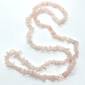 Genuine Rose Quartz Light Pink Stone Beaded Healing Crystal Endless Necklace 34"